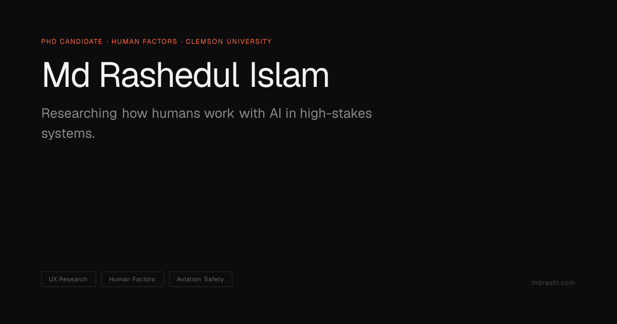 Md Rashedul Islam - UX Researcher & Human Factors Engineer - Md ...